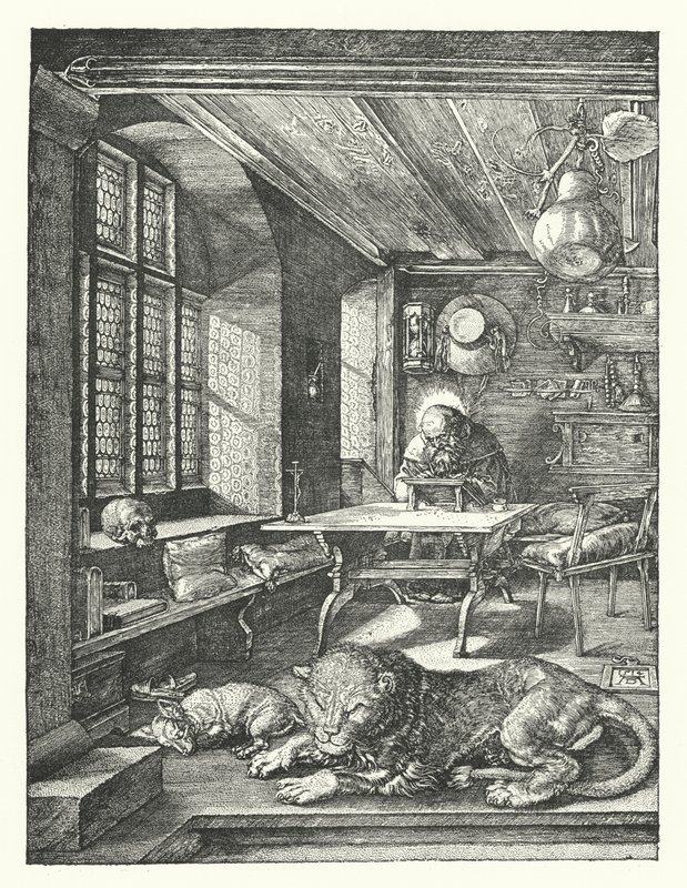 Św. Hieronim w swoim gabinecie (rycina) autorstwa Albrecht (after) Durer or Duerer