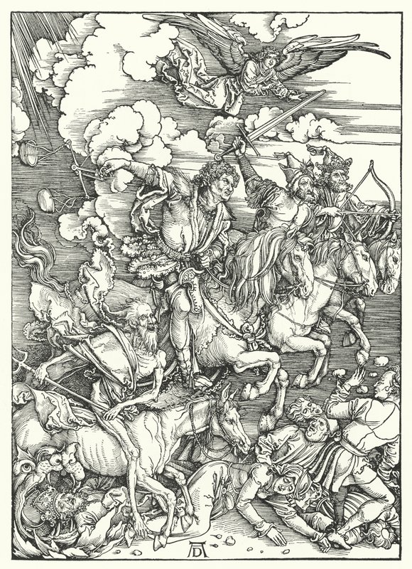 Czterej Jeźdźcy Apokalipsy (rycina) autorstwa Albrecht (after) Durer or Duerer