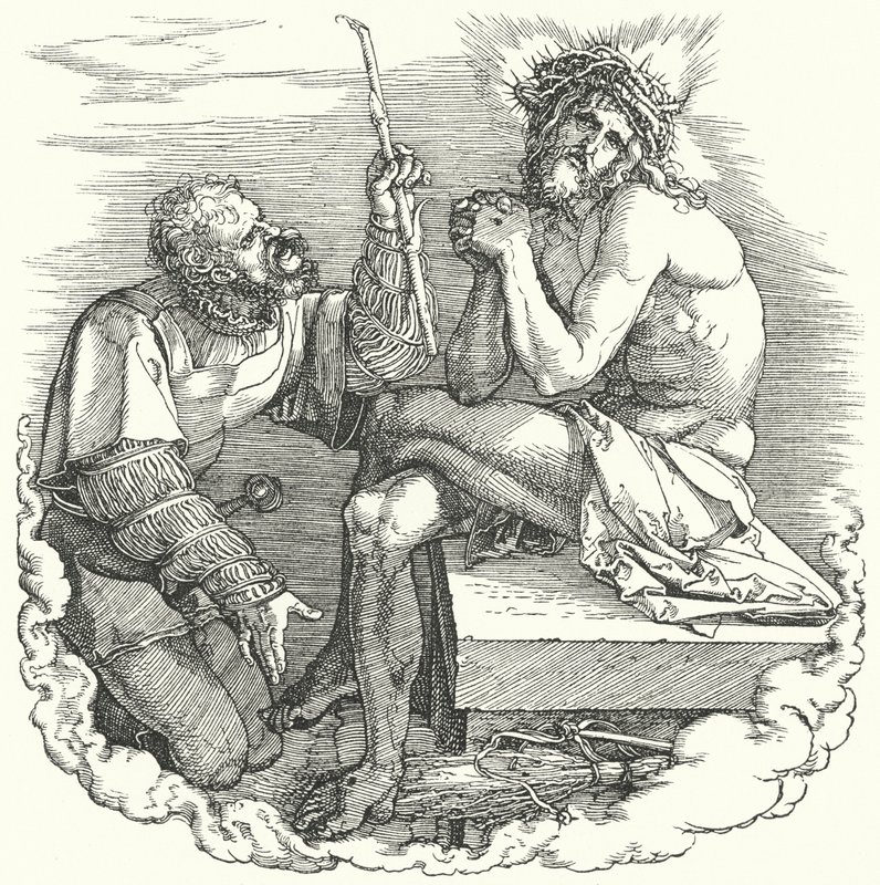 Strona tytułowa z Wielkiej Męki Albrechta Durera, przedstawiająca ostatnie dni Chrystusa na ziemi (rycina) autorstwa Albrecht (after) Durer or Duerer
