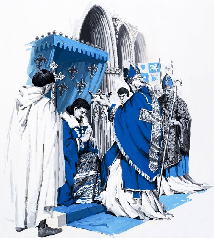 Wojna stuletnia, z "Historii Francji" (gwasz na papierze) autorstwa Alessandro Biffignandi