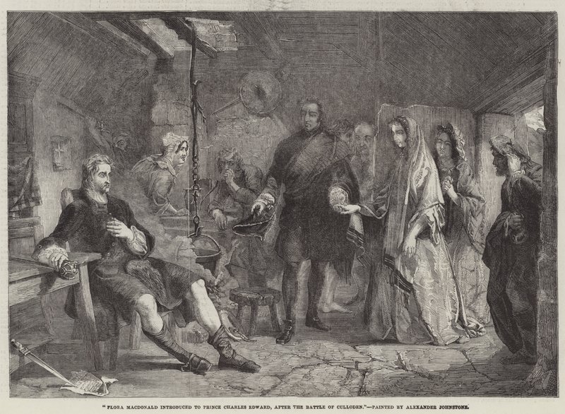 Flora Macdonald przedstawiona księciu Karolowi Edwardowi po bitwie pod Culloden autorstwa Alexander Johnston