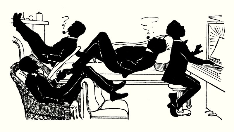 Ilustracja do We Trzech i Troddles (litografia) autorstwa Alexander Carruthers Gould