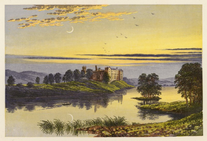 Sceneria szkockiego jeziora: Linlithgow Loch (kolorowa litografia) autorstwa Alexander Francis (after) Lydon