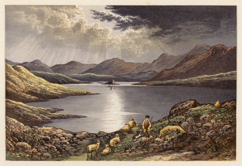 Sceneria szkockiego jeziora: Loch Doon (kolorowa litografia) autorstwa Alexander Francis (after) Lydon