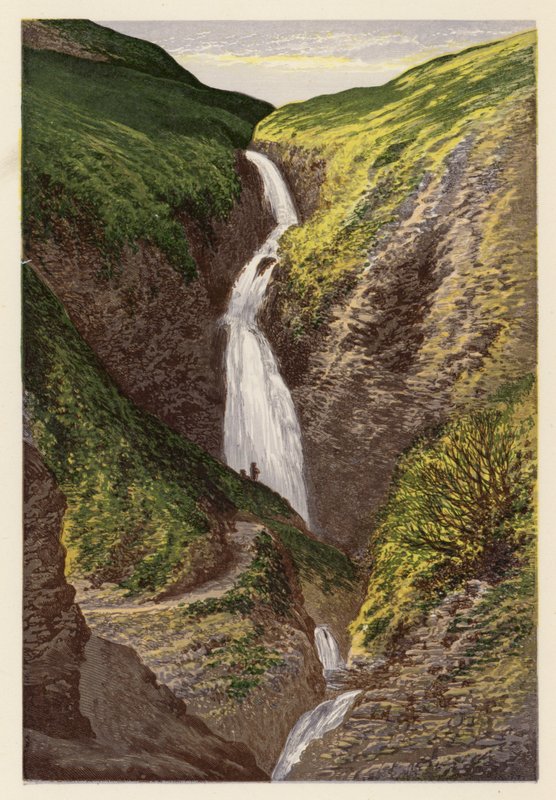 Sceneria szkockiego jeziora: Ogon Szarej Klaczy (kolorowa litografia) autorstwa Alexander Francis (after) Lydon