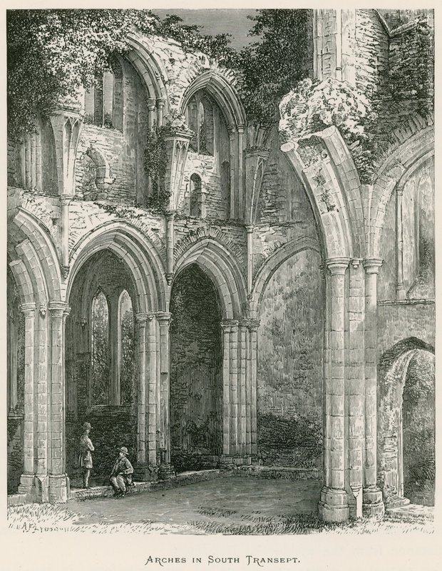 Opactwo Netley, Arches in South Transept (grawerowanie) autorstwa Alexander Francis Lydon