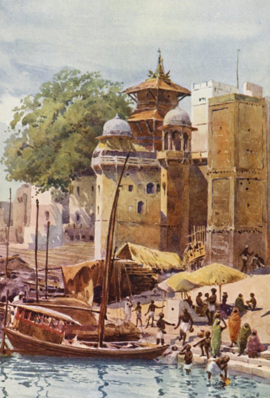 Ghaty kąpielowe, Benares (kolor lito) autorstwa Alexander Henry Hallam Murray