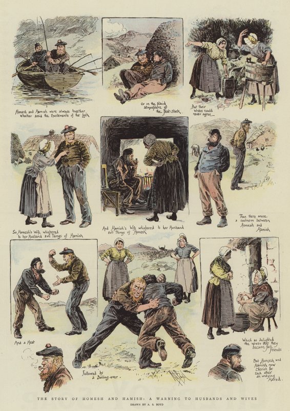 Historia Homesha i Hamisha, ostrzeżenie dla mężów i żon (chromolitho) autorstwa Alexander Stuart Boyd