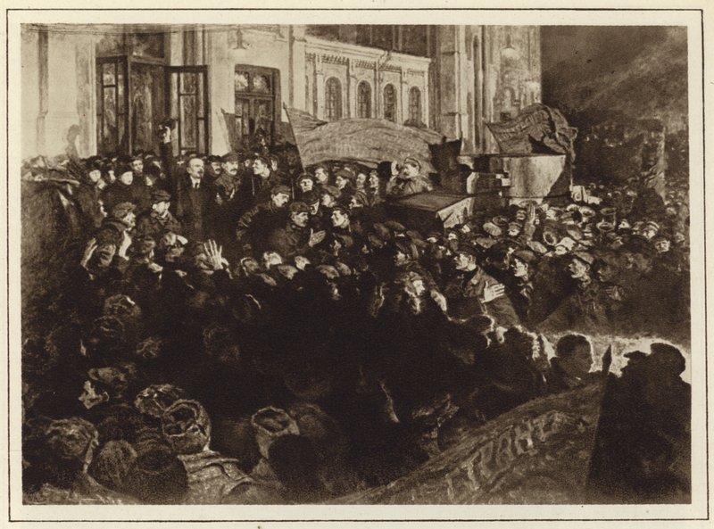 Przybycie Lenina do Petersburga w Rosji autorstwa Alexander Viktorovich Moravov