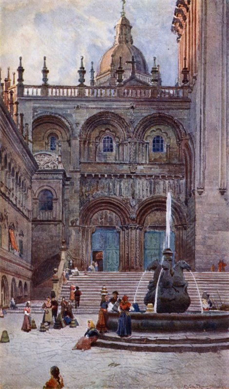 Katedra Santiago De Compostela, Brama Południowa (kolor lito) autorstwa Alexander Wallace Rimington