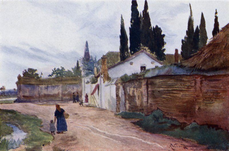Poza murami miejskimi, Sewilla (kolor lito) autorstwa Alexander Wallace Rimington