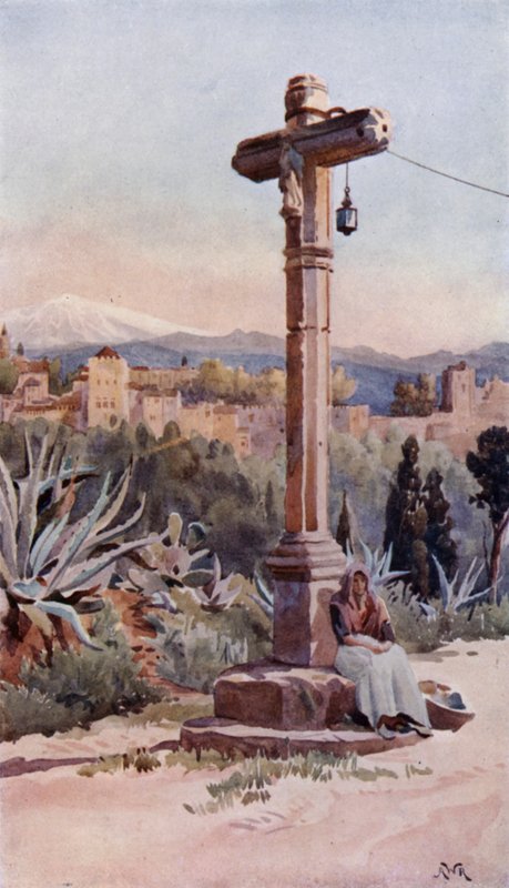 Wayside Cross, niedaleko Granady (kolor lito) autorstwa Alexander Wallace Rimington
