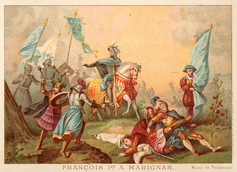 Franciszek I Francuski w bitwie pod Marignano, 1515 (chromolit) autorstwa Alexandre Evariste Fragonard