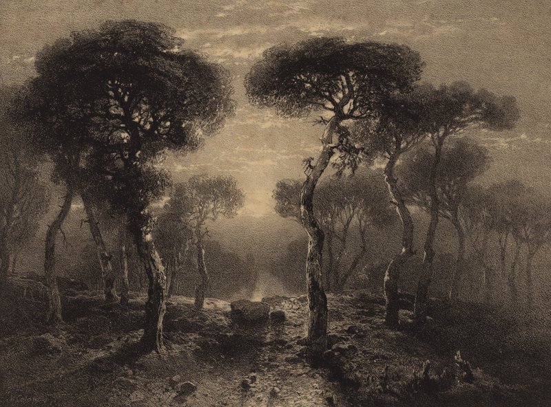 Krajobraz z drzewami autorstwa Alexandre Calame