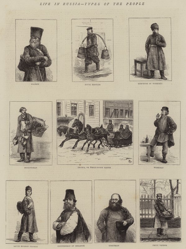 Życie w Rosji, typy ludu autorstwa Alfred Chantrey Corbould