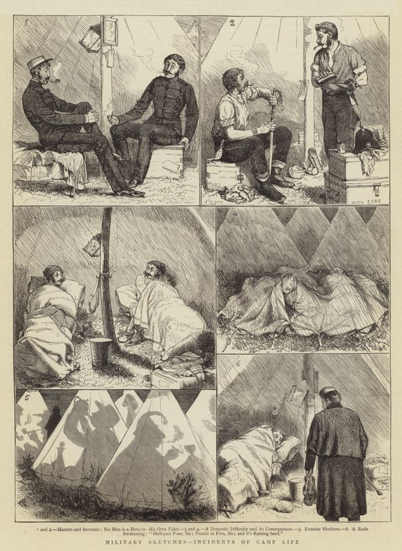 Szkice wojskowe, Wypadki z życia obozowego autorstwa Alfred Chantrey Corbould