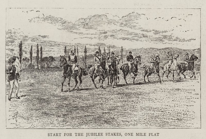 Start do stawki jubileuszowej, One Mile Flat autorstwa Alfred Chantrey Corbould