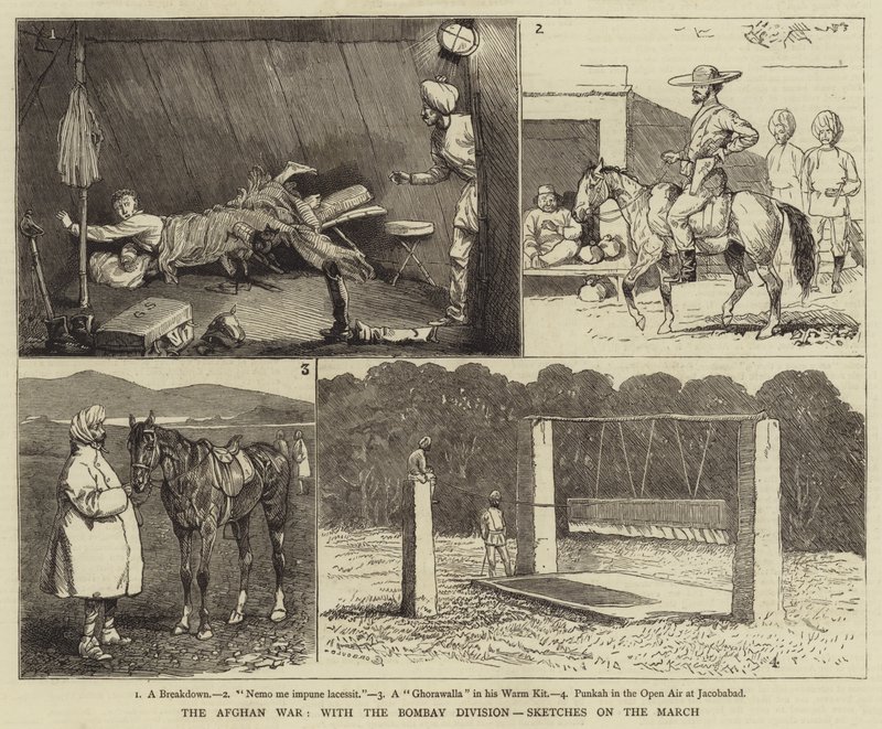Wojna afgańska z Dywizją Bombajską, Szkice z marszu autorstwa Alfred Chantrey Corbould