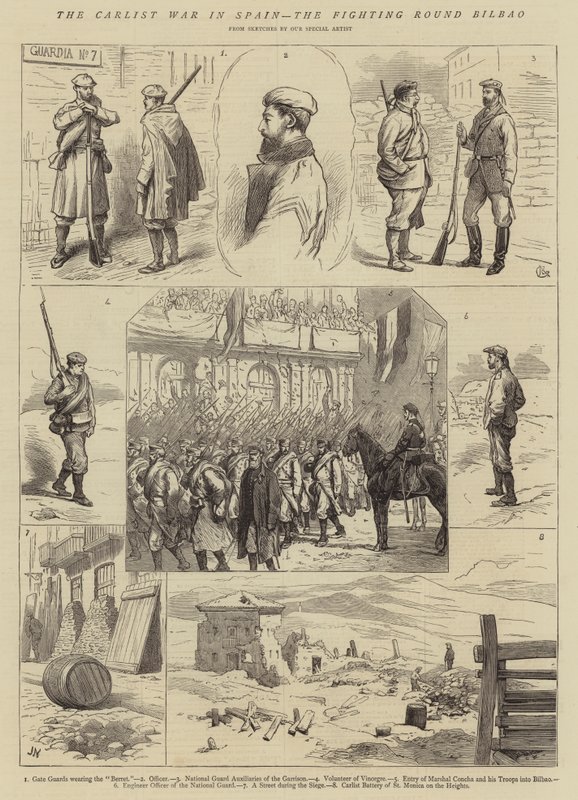 Wojna karlistowska w Hiszpanii, walki wokół Bilbao autorstwa Alfred Chantrey Corbould