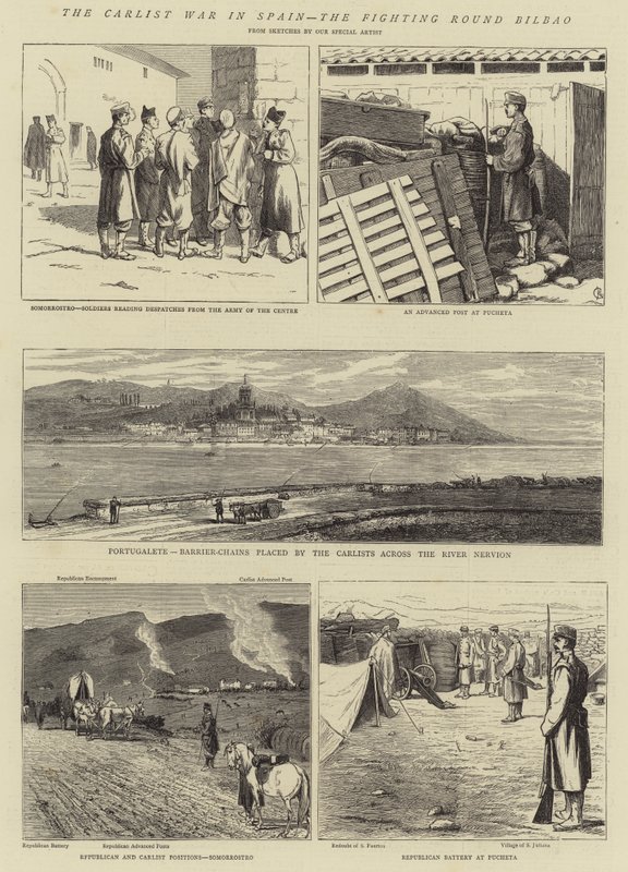 Wojna karlistów w Hiszpanii, walka wokół Bilbao autorstwa Alfred Chantrey Corbould