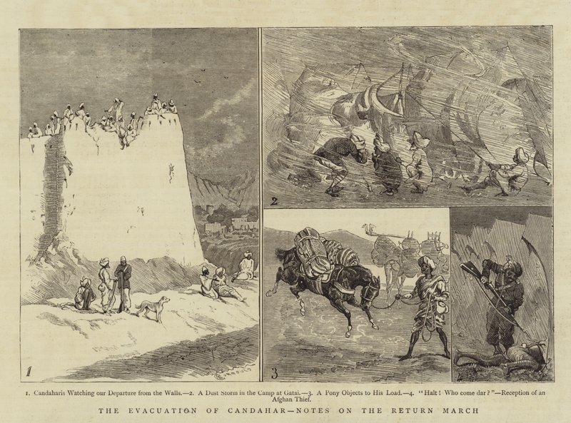 Ewakuacja Candaharu, notatki o marszu powrotnym autorstwa Alfred Chantrey Corbould