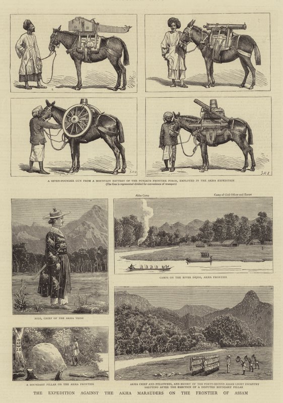 Wyprawa przeciwko maruderom Akha na granicy Assam autorstwa Alfred Chantrey Corbould
