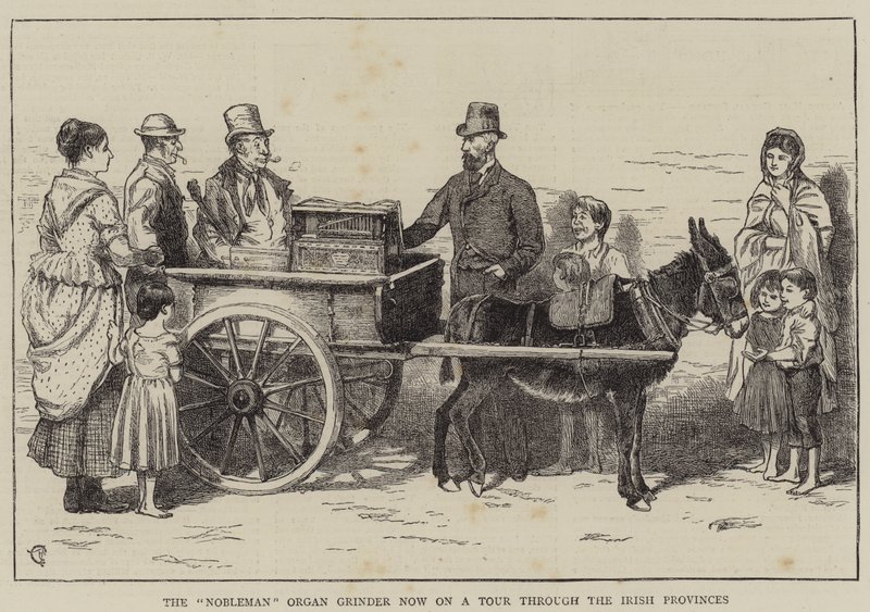 Szlachecki Grinder Organowy teraz w trasie po irlandzkich prowincjach autorstwa Alfred Chantrey Corbould