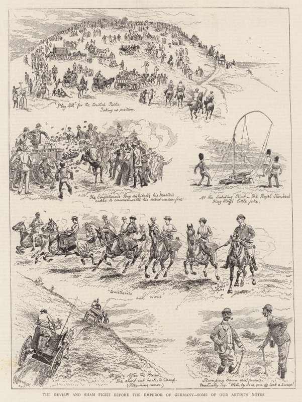 Recenzja i fikcyjna walka przed cesarzem Niemiec, niektóre z notatek naszego artysty autorstwa Alfred Chantrey Corbould