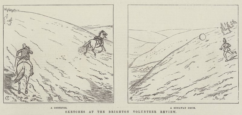 Szkice na przeglądzie wolontariuszy w Brighton autorstwa Alfred Crowquill