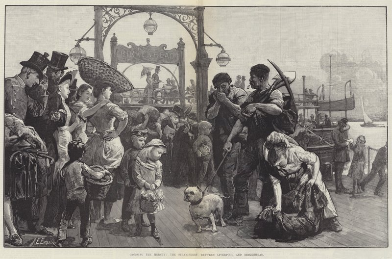 Przeprawa przez Mersey, prom parowy między Liverpoolem a Birkenhead autorstwa Alfred Edward Emslie