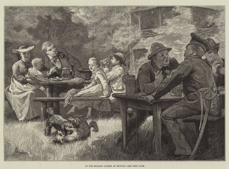 W angielskim ogrodzie w Monachium autorstwa Alfred Edward Emslie