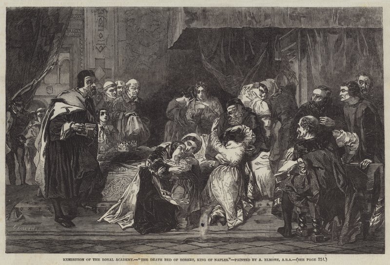 Łoże śmierci Roberta, króla Neapolu autorstwa Alfred W. Elmore