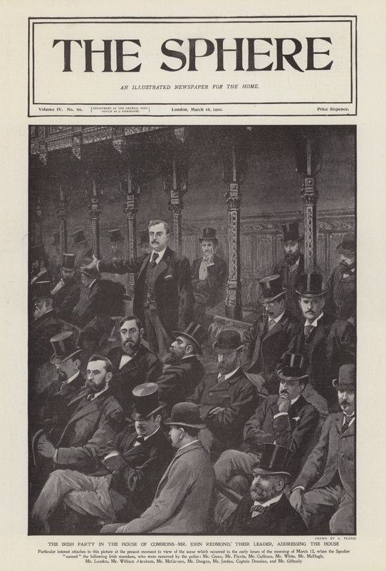 Irlandzki poseł John Redmond zwracając się do Izby Gmin (lito) autorstwa Alfred (after) Pearse