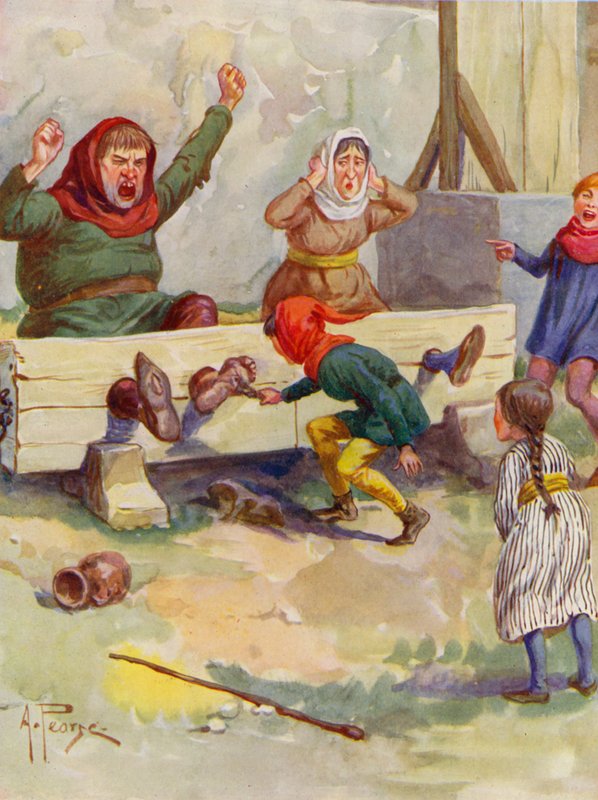 Wesoła Anglia: W zapasach (kolorowa litografia) autorstwa Alfred (after) Pearse