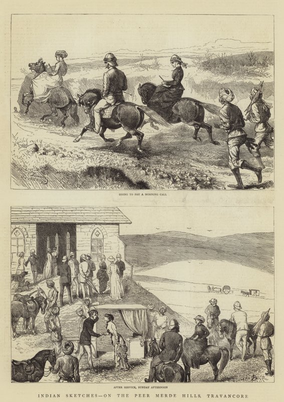 Szkice indyjskie, na wzgórzach Peer Merde, Travancore autorstwa Alfred Chantrey Corbould