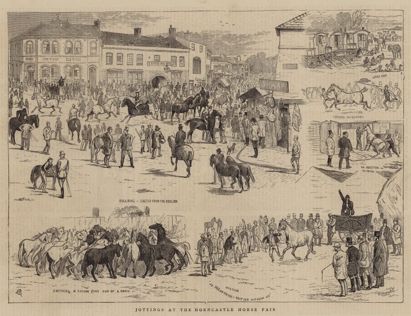 Notowania na Targach Koni w Horncastle autorstwa Alfred Chantrey Corbould