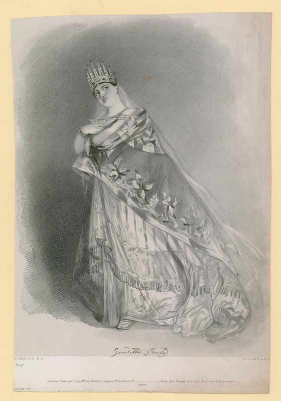 Makaron Giuditta, grawerowane przez R.J. Lane, opublikowane w lipcu 1837 autorstwa Alfred Edward Chalon