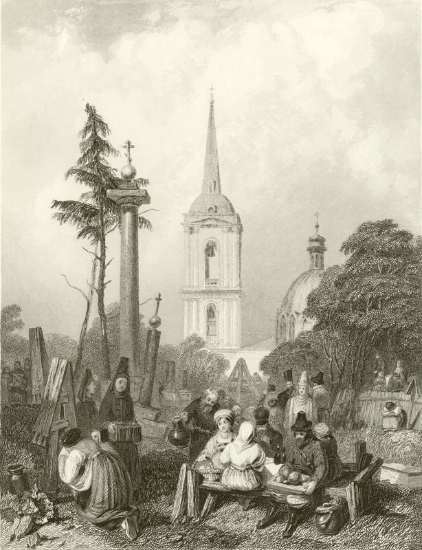 Cmentarz kościoła smoleńskiego autorstwa Alfred Gomersal Vickers