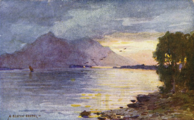 Wodny zachód słońca, Lough Leane, Killarney autorstwa Alfred Heaton Cooper