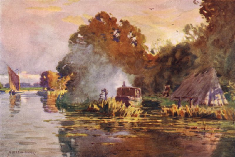Poławiacz węgorzy na Bure, Norfolk autorstwa Alfred Heaton Cooper