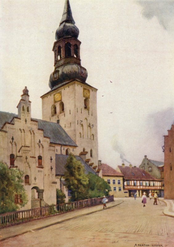 Dania: Katedra w Aalborgu, Północna Jutlandia (kolor lito) autorstwa Alfred Heaton Cooper
