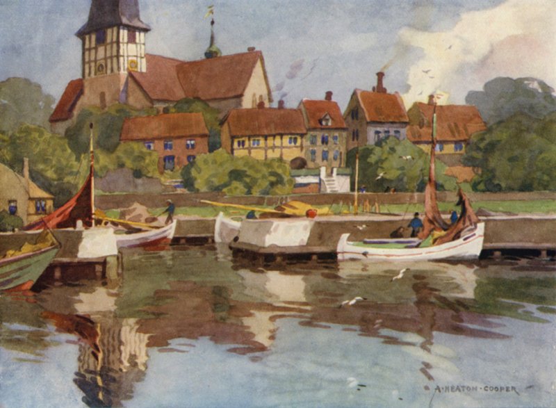 Dania: Bornholm, Ronne Harbour (kolor lito) autorstwa Alfred Heaton Cooper