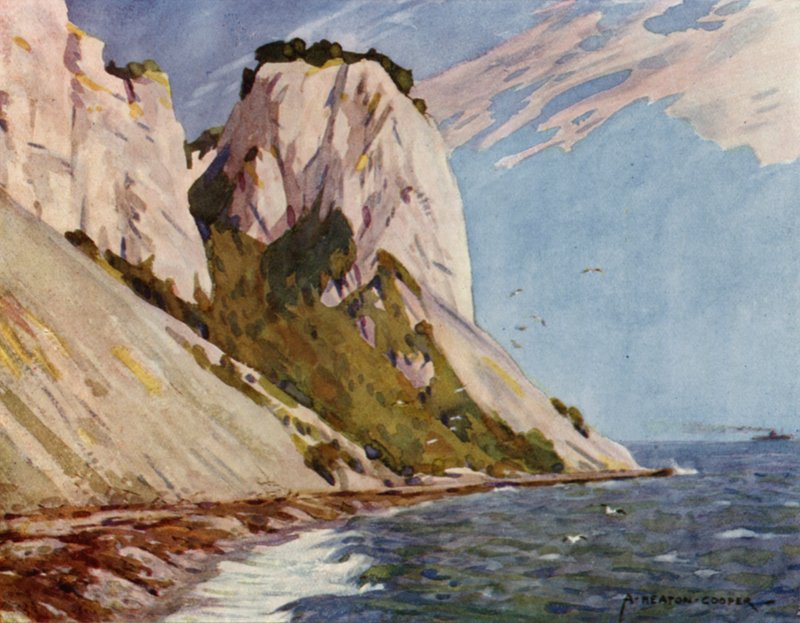 Dania: Isle of Moen, Moens Klint (kolor lito) autorstwa Alfred Heaton Cooper