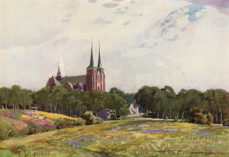 Dania: Katedra w Roskilde (kolor lito) autorstwa Alfred Heaton Cooper
