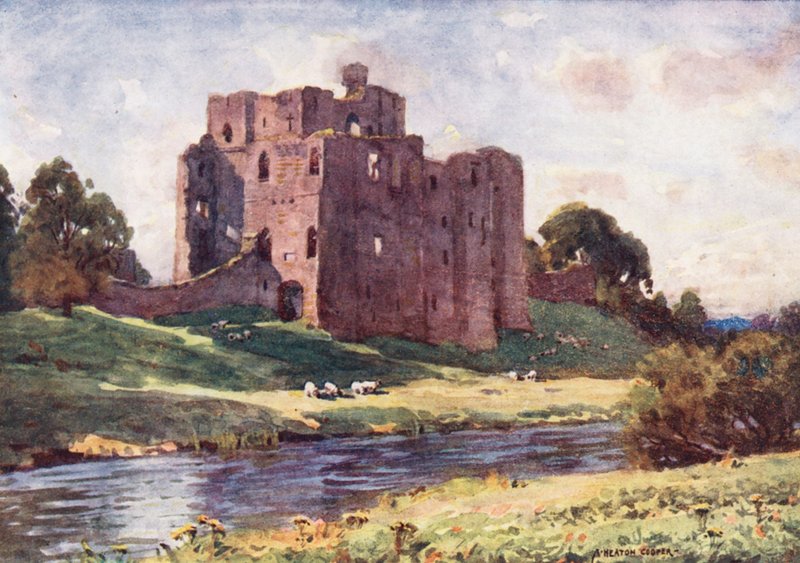 Lake District: Zamek Brougham, Penrith (kolorowa litografia) autorstwa Alfred Heaton Cooper