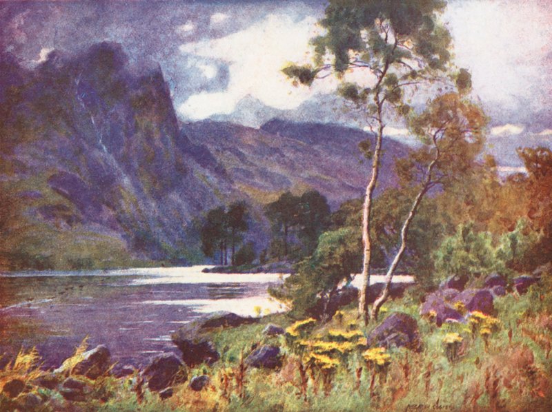 Lake District: Raven Crag, Thirlmere (kolorowa litografia) autorstwa Alfred Heaton Cooper