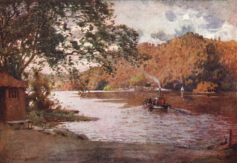 Lake District: Stary prom, Windermere (kolorowa litografia) autorstwa Alfred Heaton Cooper