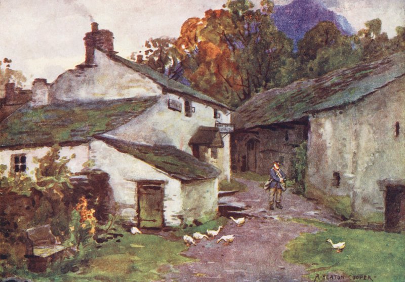 Lake District: Stary Urząd Pocztowy, Loweswater (litografia kolorowa) autorstwa Alfred Heaton Cooper