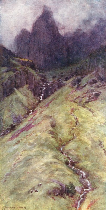 Kraina Jezior: Filar skalny w Ennerdale (kolorowa litografia) autorstwa Alfred Heaton Cooper