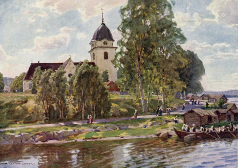Niedziela w Rattvik, Dalecarlia autorstwa Alfred Heaton Cooper